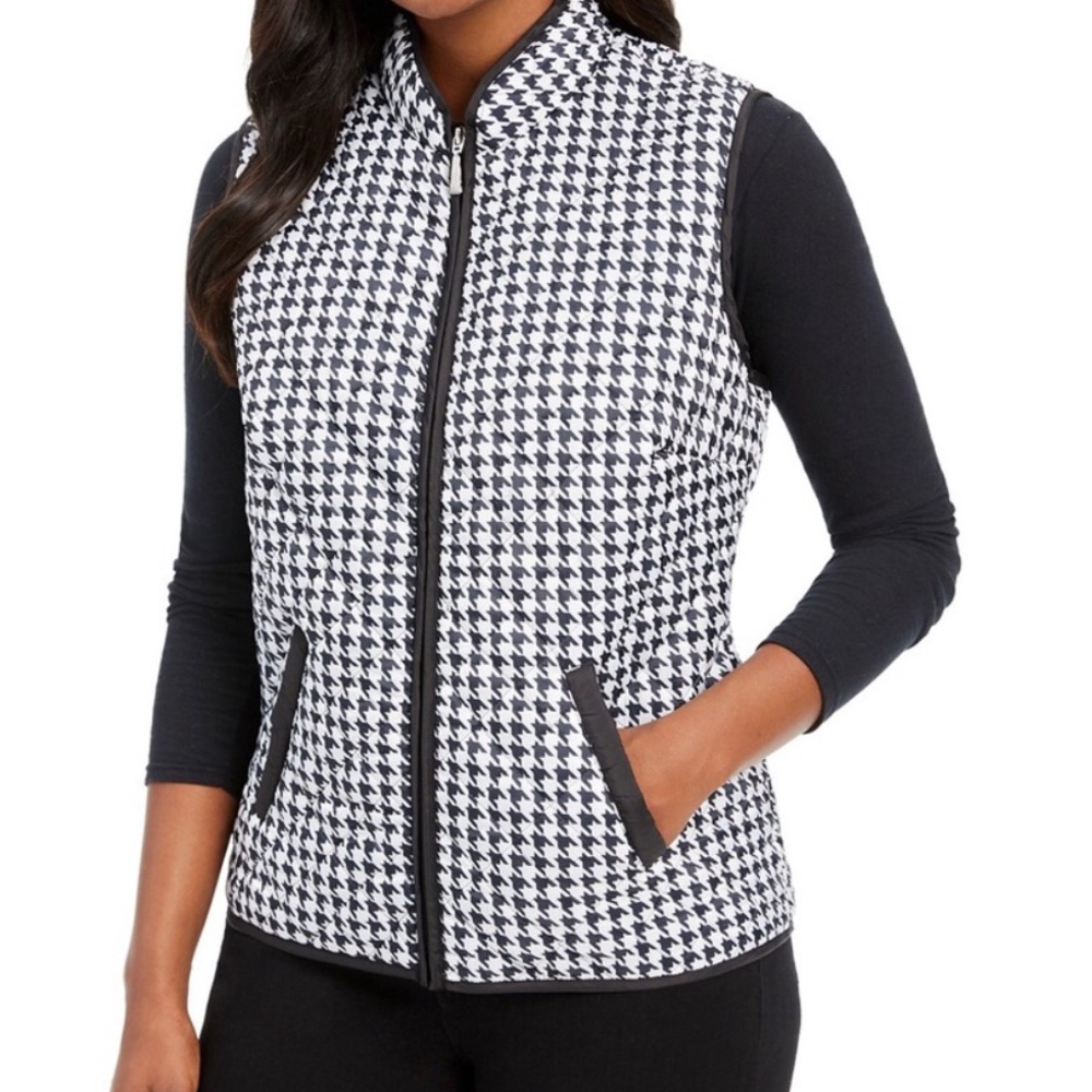 Karen Scott Houndstooth Quilted Vest